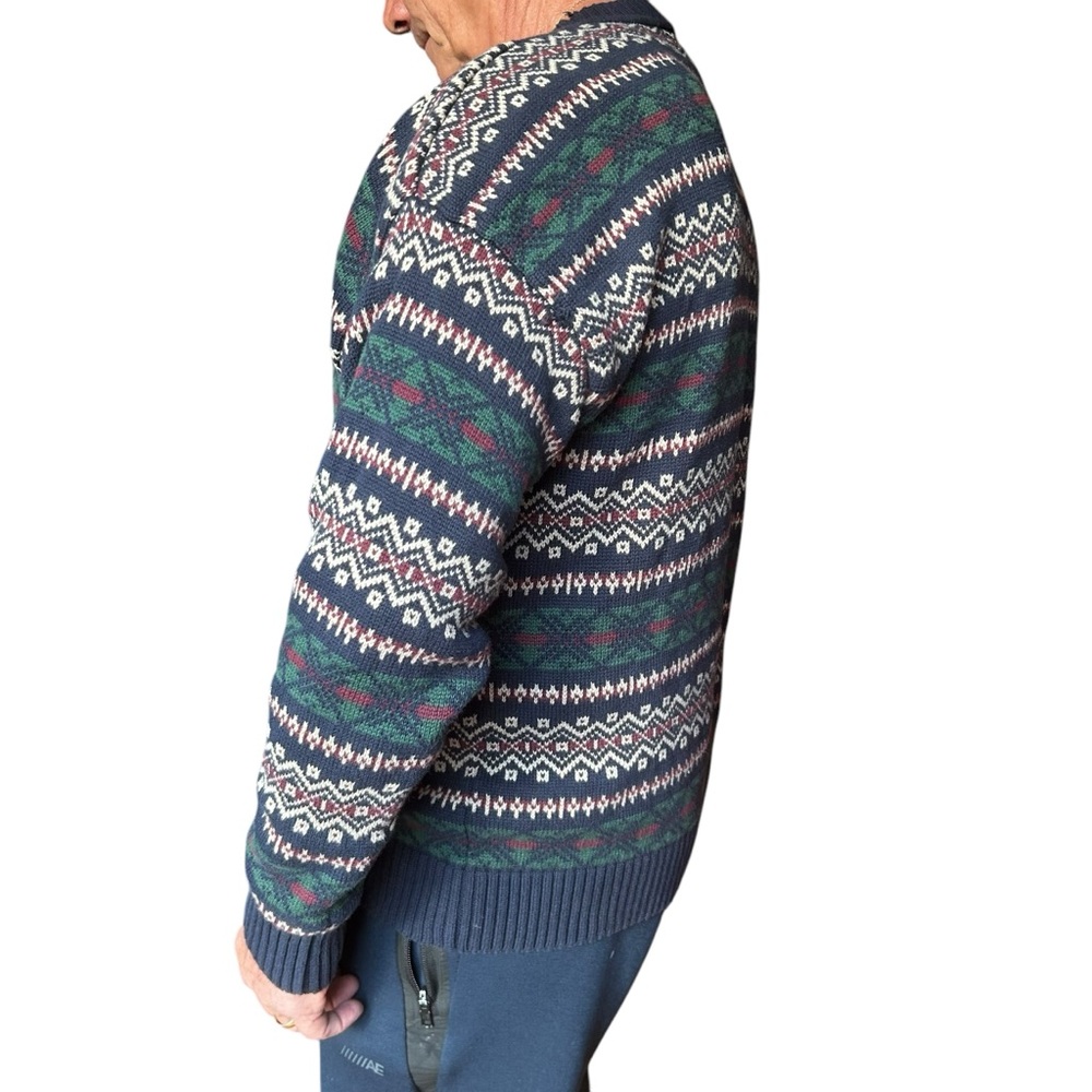 Dockers Sweater Mens SZ LG Y2K blue  nordic grandpa cabincore retro 100%cotton - Picture 6 of 13